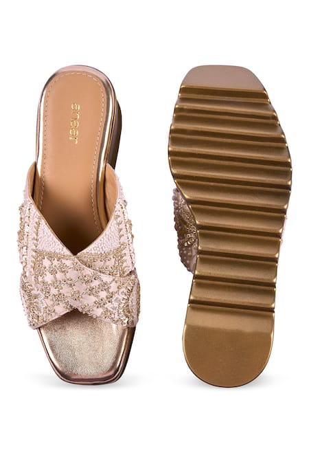Anaar Gilded Age Embroidered Wedge Sandals 