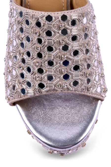 Shop_Anaar_Silver Mirrors, Beads Sheesh Mahal Platform Heels 