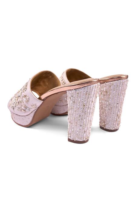 Buy_Anaar_Off White Embroidery, Beads, Sequins, Crystals Festive Fairy Platform Heels _Online_at_Aza_Fashions