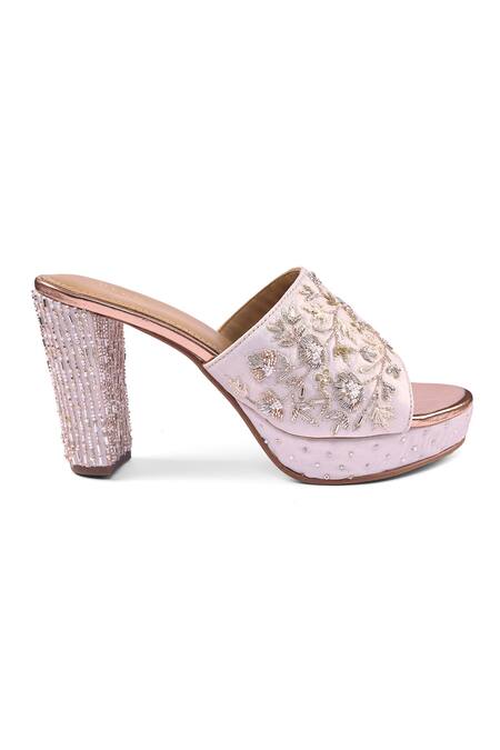 Shop_Anaar_Off White Embroidery, Beads, Sequins, Crystals Festive Fairy Platform Heels _Online_at_Aza_Fashions
