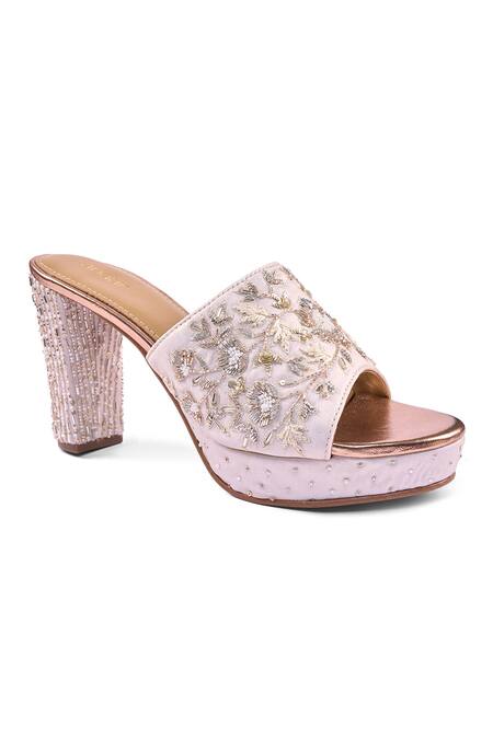 Buy_Anaar_Off White Embroidery, Beads, Sequins, Crystals Festive Fairy Platform Heels 