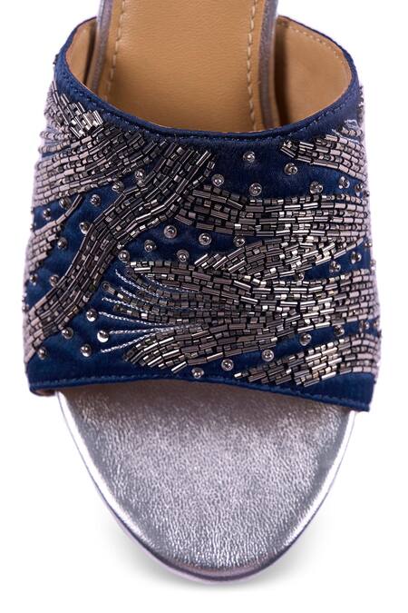 Shop_Anaar_Blue Beads, Sequins Electric Nakhra Platform Heels 