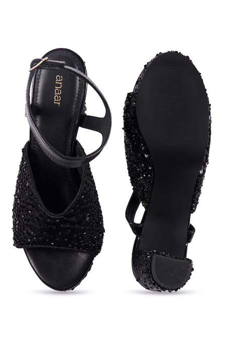Anaar Black Tie Platform Heels 