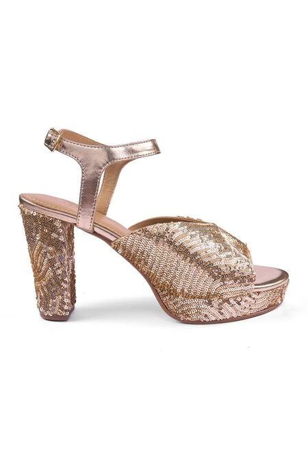 Anaar_Gold Sequins Glory Story Platform Heels _Online_at_Aza_Fashions