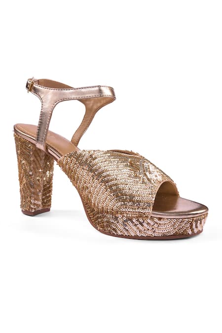 Buy_Anaar_Gold Sequins Glory Story Platform Heels _Online_at_Aza_Fashions