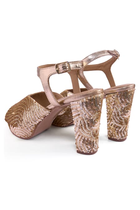 Buy_Anaar_Gold Sequins Glory Story Platform Heels 