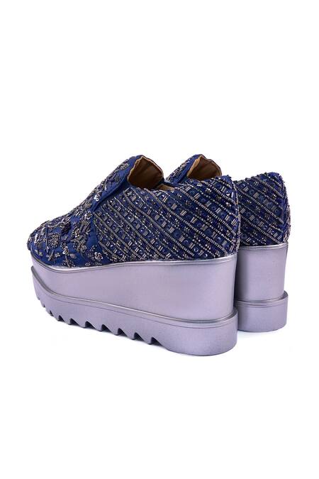 Shop_Anaar_Blue Symphony Wedge Embroidered Sneakers _Online_at_Aza_Fashions
