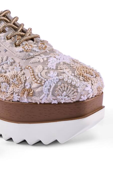 Shop_Anaar_Off White Galentine Wedge Embroidered Sneakers _Online_at_Aza_Fashions