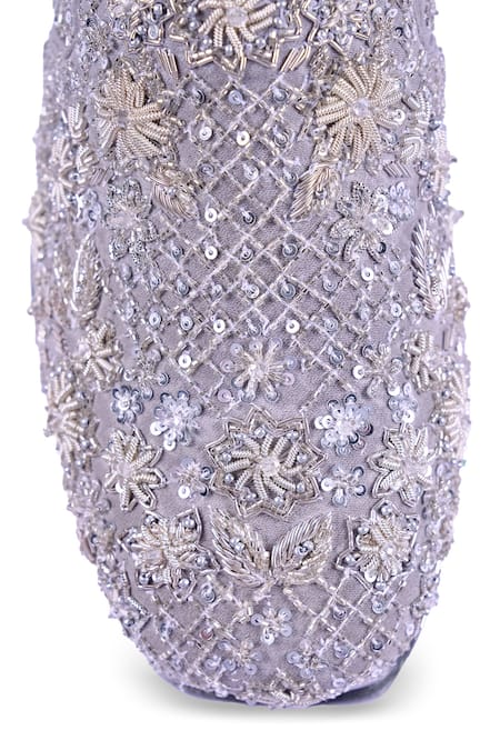 Shop_Anaar_Silver Mehfil Wedge Embroidered Sneakers 