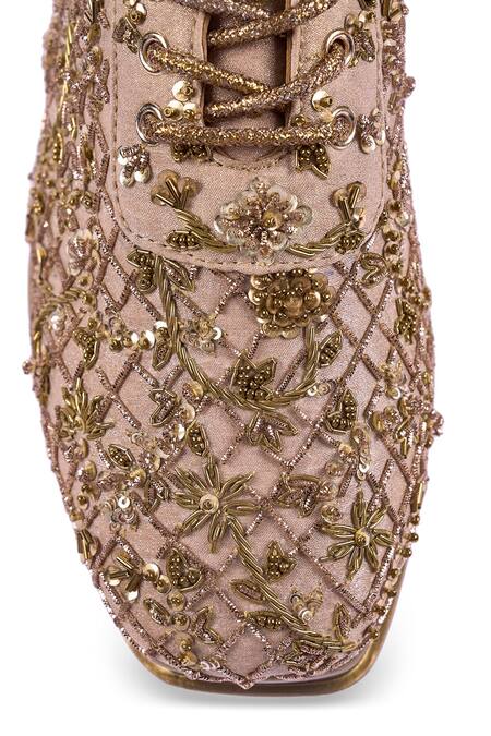 Shop_Anaar_Gold Retro Ritual Wedge Embroidered Sneakers 