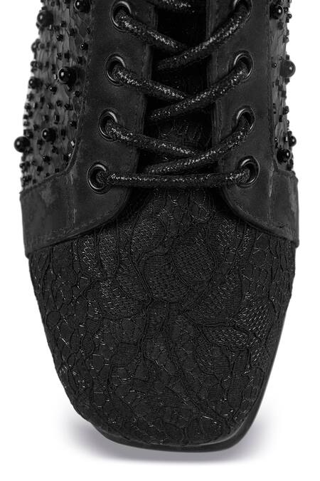 Shop_Anaar_Black Speakeasy Wedge Embroidered Sneakers 
