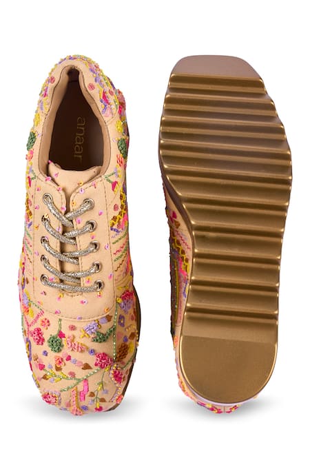 Anaar Fiesta Walks Wedge Embroidered Sneakers 