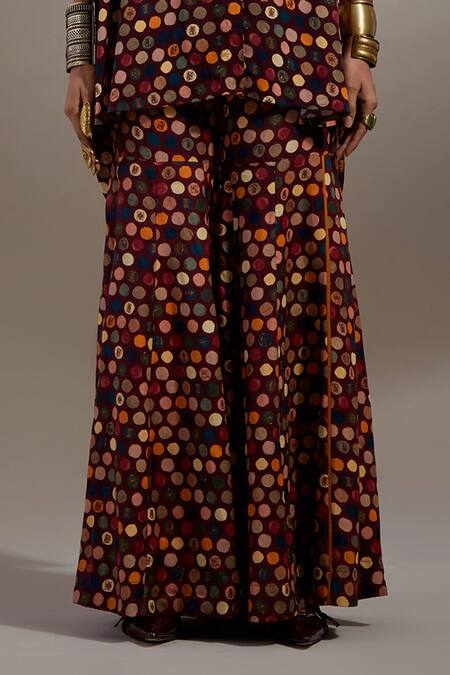 Aseem Kapoor_Maroon Crepe Embroidery Collared Mandala Pattern Shirt With Trouser _Online_at_Aza_Fashions