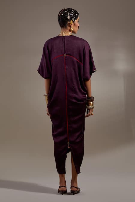 Aseem Kapoor Purple Silk Tassels, Beads V-, Round Zuri Embroidered Gilet And Dress Set Online at Aza Fashions Aseem Kapoor_Purple Silk Tassels, Beads V-, Round Zuri Embroidered Gilet And Dress Set _Online_at_Aza_Fashions