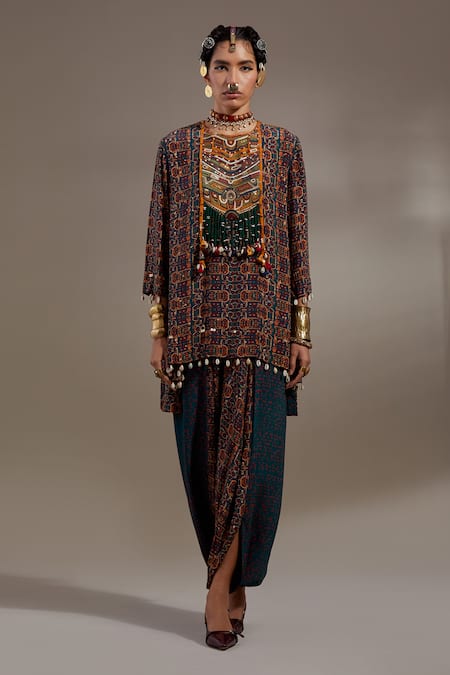 Buy Aseem Kapoor Green Crepe Embroidery, Beads, Tassels Mitra Tribal Pattern Kurta And Trouser Set Online at Aza Fashions Buy_Aseem Kapoor_Green Crepe Embroidery, Beads, Tassels Mitra Tribal Pattern Kurta And Trouser Set _Online_at_Aza_Fashions