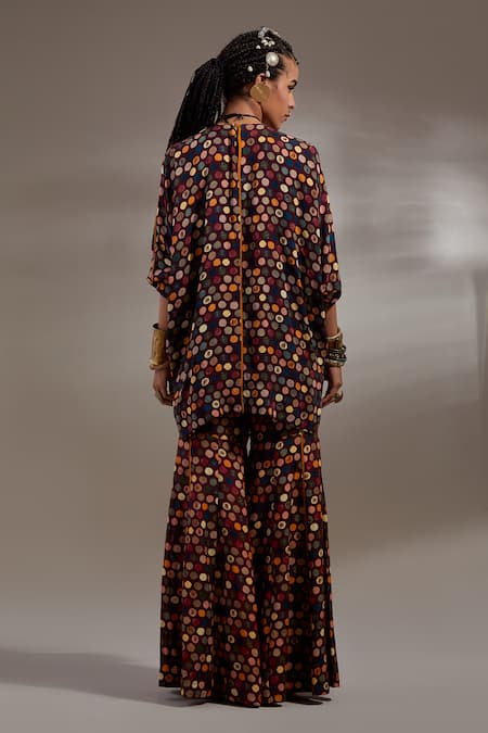 Shop Aseem Kapoor Maroon Crepe Embroidery, Beads, Tassels Round Kuru Trapeze Kurta With Trouser at Aza Fashions Shop_Aseem Kapoor_Maroon Crepe Embroidery, Beads, Tassels Round Kuru Trapeze Kurta With Trouser _at_Aza_Fashions