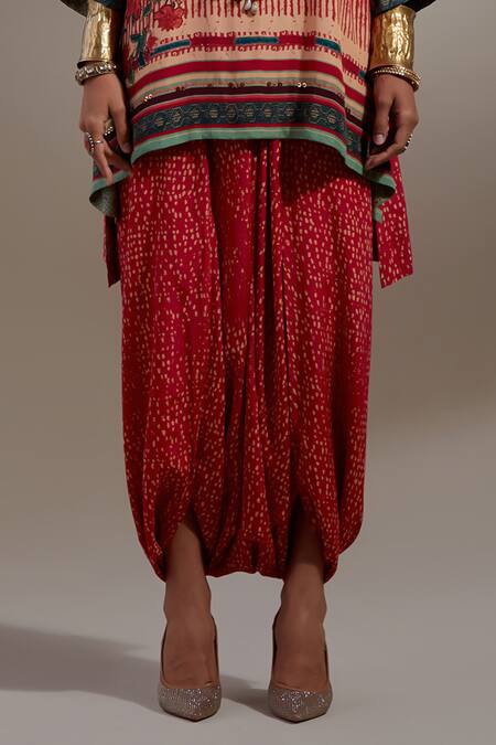 Shop Aseem Kapoor Red Crepe Embroidery, Beads, Tassels Mitra Tribal Pattern Kurta And Trouser Set Online at Aza Fashions Shop_Aseem Kapoor_Red Crepe Embroidery, Beads, Tassels Mitra Tribal Pattern Kurta And Trouser Set _Online_at_Aza_Fashions