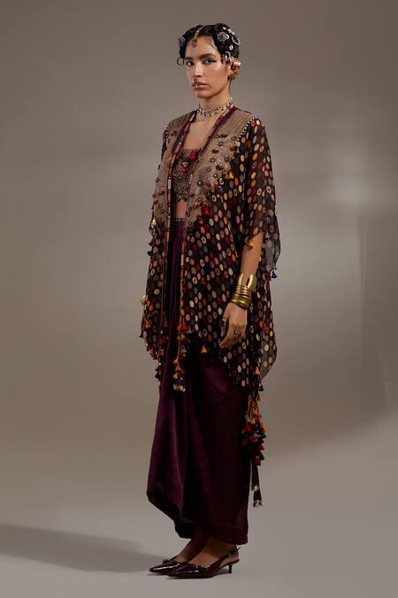 Buy Aseem Kapoor Black Silk, Cotton Embroidery, Beads, Veni Tribal Pattern Jacket And Skirt Set Online at Aza Fashions Buy_Aseem Kapoor_Black Silk, Cotton Embroidery, Beads, Veni Tribal Pattern Jacket And Skirt Set _Online_at_Aza_Fashions