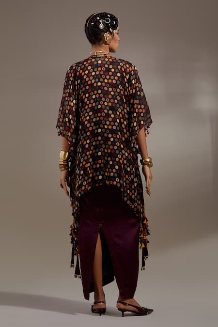 Shop Aseem Kapoor Black Silk, Cotton Embroidery, Beads, Veni Tribal Pattern Jacket And Skirt Set at Aza Fashions Shop_Aseem Kapoor_Black Silk, Cotton Embroidery, Beads, Veni Tribal Pattern Jacket And Skirt Set _at_Aza_Fashions