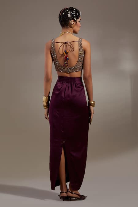 Aseem Kapoor Black Embroidery, Mirrors, Tassels, Sequins, Tribal Pattern Jacket And Skirt Set Online at Aza Fashions Aseem Kapoor_Black Embroidery, Mirrors, Tassels, Sequins, Tribal Pattern Jacket And Skirt Set _Online_at_Aza_Fashions