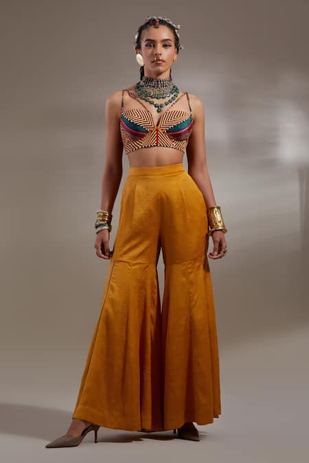 Buy Aseem Kapoor Brown Silk, Cotton Embroidery, Beads, Veni Tribal Pattern Jacket And Trouser Set Online at Aza Fashions Buy_Aseem Kapoor_Brown Silk, Cotton Embroidery, Beads, Veni Tribal Pattern Jacket And Trouser Set _Online_at_Aza_Fashions