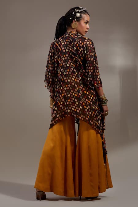 Shop Aseem Kapoor Brown Silk, Cotton Embroidery, Beads, Veni Tribal Pattern Jacket And Trouser Set at Aza Fashions Shop_Aseem Kapoor_Brown Silk, Cotton Embroidery, Beads, Veni Tribal Pattern Jacket And Trouser Set _at_Aza_Fashions