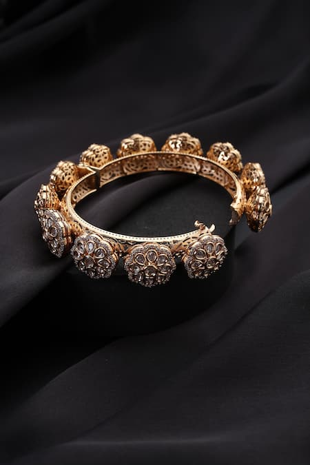 Swabhimann_Rose Gold Stones Polki Kada _Online_at_Aza_Fashions