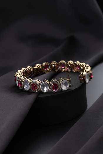 Swabhimann_Gold Plated Stones Red Polki Kada _Online_at_Aza_Fashions