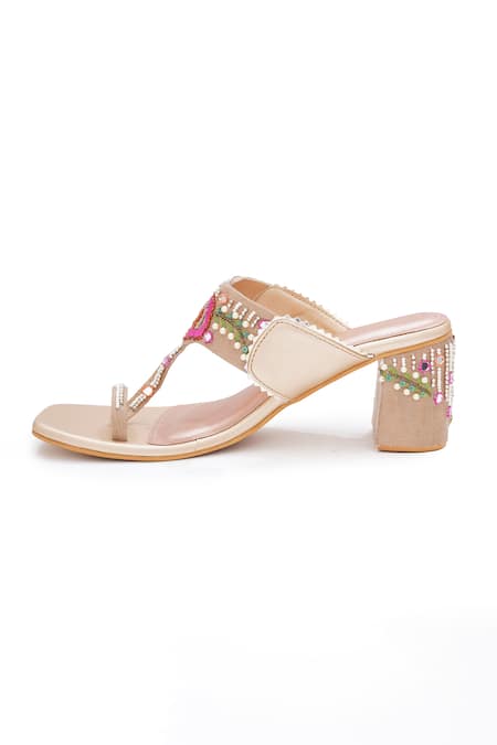 Sole House Floral Embroidered Block Heels 