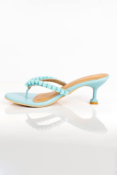 Preet Kaur Ice Blue Burano V Strap Heels 