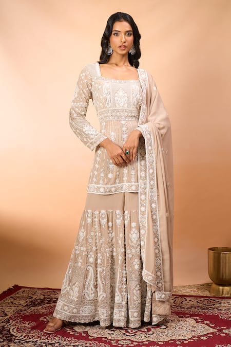 Alaya Advani Floral Embroidered Kurta Sharara Set 