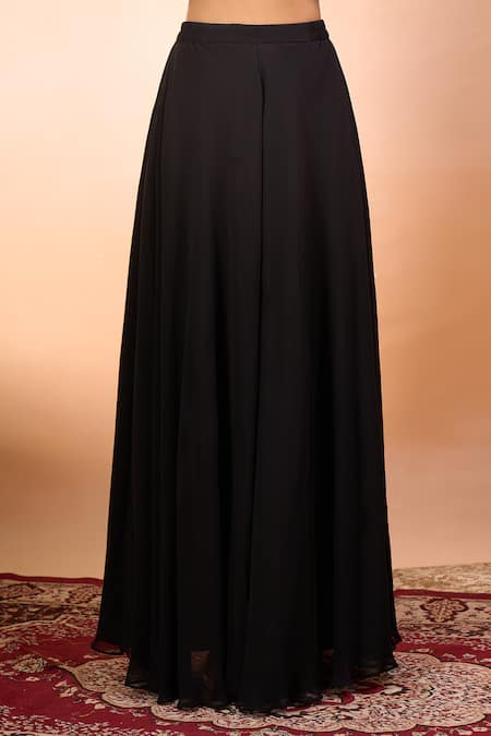 Alaya Advani Black Silk Embroidery, Mirrors V-, Square Jacket Palazzo Set at Aza Fashions Alaya Advani_Black Silk Embroidery, Mirrors V-, Square Jacket Palazzo Set _at_Aza_Fashions