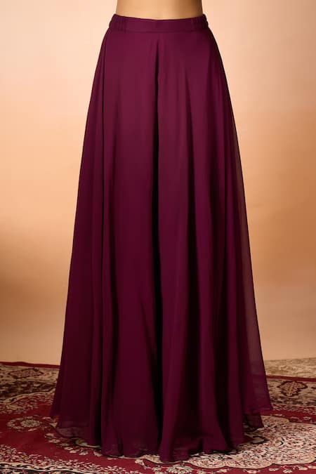 Alaya Advani Wine Silk Embroidery V-neck Top And Sharara Set Online at Aza Fashions Alaya Advani_Wine Silk Embroidery V-neck Top And Sharara Set _Online_at_Aza_Fashions