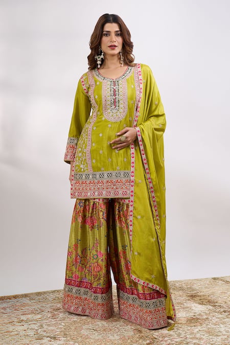 Alaya Advani Flower Embroidered Kurta Sharara Set 