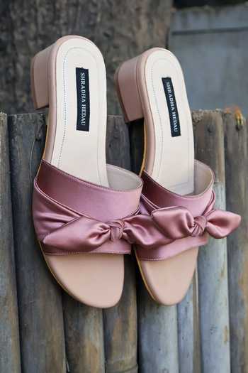 Picture of Buy Beige Bows Bernadette Satin Knot Heels by Shradha Hedau Footwear ...