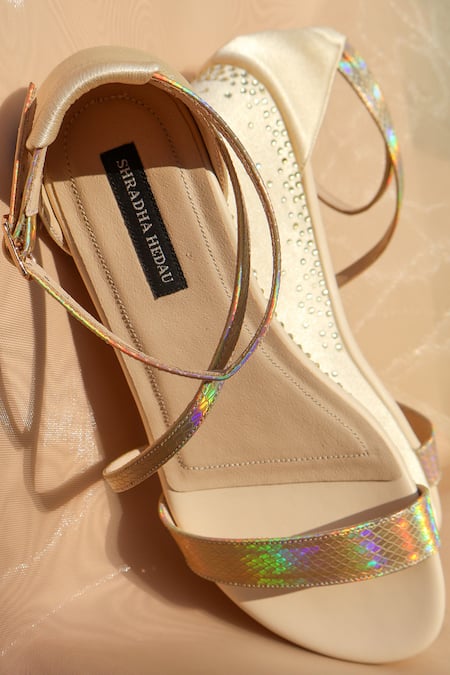 Shradha Hedau Footwear Couture Aurea Holographic Snake Print Wedges 