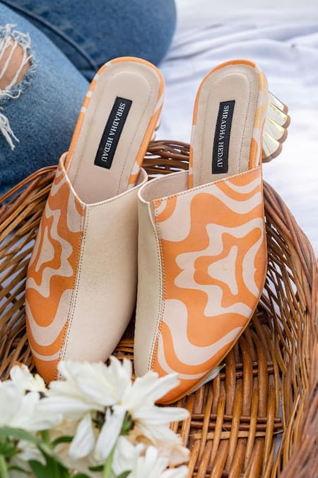 Shradha Hedau Footwear Couture Kissabelle Abstract Pattern Vegan Leather Mules 