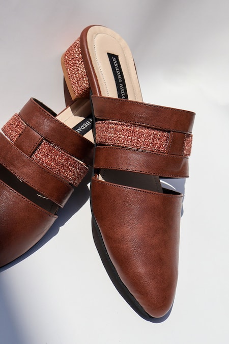 Shradha Hedau Footwear Couture_Tan Roana Vegan Leather Mules _at_Aza_Fashions
