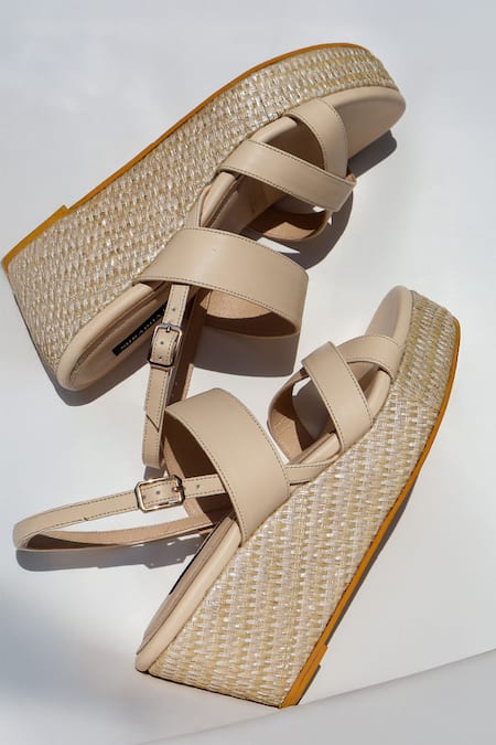 Shradha Hedau Footwear Couture Branwen Vegan Leather Braided Platform Wedges 