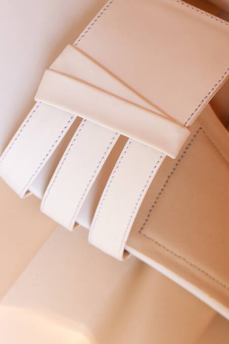 Shradha Hedau Footwear Couture_White Fay Vegan Leather Square Toe Flats _Online_at_Aza_Fashions