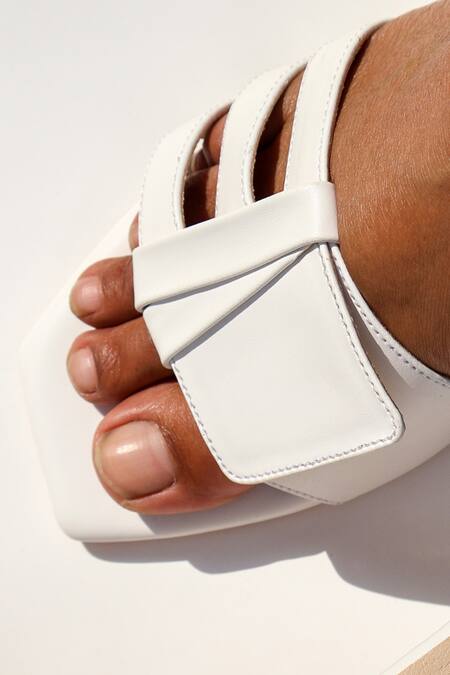 Buy_Shradha Hedau Footwear Couture_White Fay Vegan Leather Square Toe Flats _Online_at_Aza_Fashions