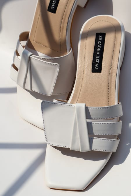 Shradha Hedau Footwear Couture_White Fay Multi-strap Block Heel Sandals _at_Aza_Fashions