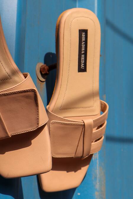 Shradha Hedau Footwear Couture_Peach Bay Vegan Leather Slip-on Flats _Online_at_Aza_Fashions