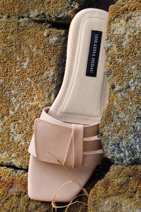 Buy_Shradha Hedau Footwear Couture_Peach Bay Vegan Leather Slip-on Flats _Online_at_Aza_Fashions
