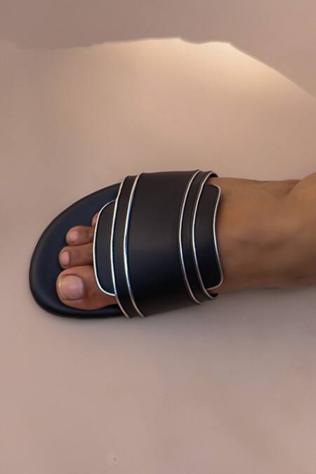 Shradha Hedau Footwear Couture_Black Alva Vegan Leather Dual Strap Flats _Online_at_Aza_Fashions