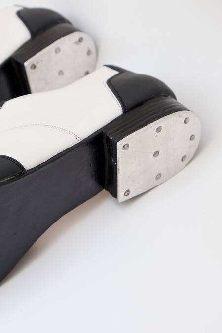 Shradha Hedau Footwear Couture_Black Conrad Two-tone Vegan Leather Tap Shoes _Online_at_Aza_Fashions