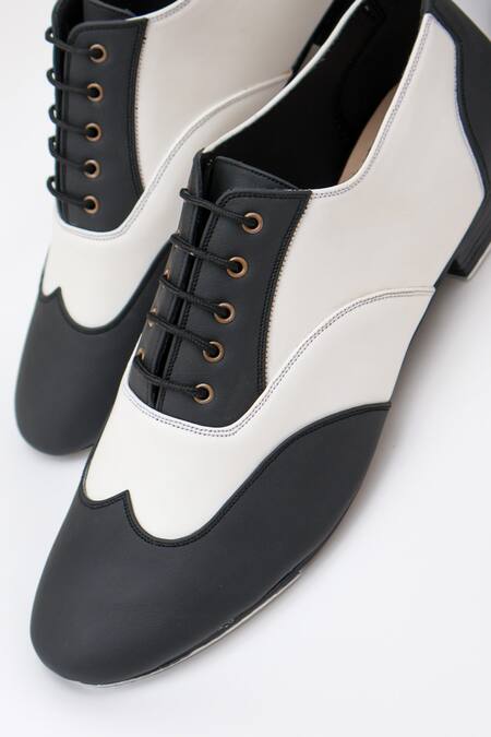 Buy_Shradha Hedau Footwear Couture_Black Conrad Two-tone Vegan Leather Tap Shoes _Online_at_Aza_Fashions