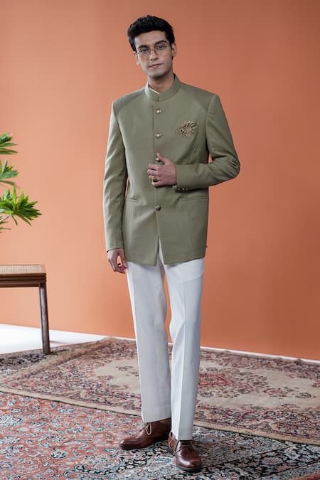 Philocaly Virang Pintuck Shoulder Panel Bandhgala 