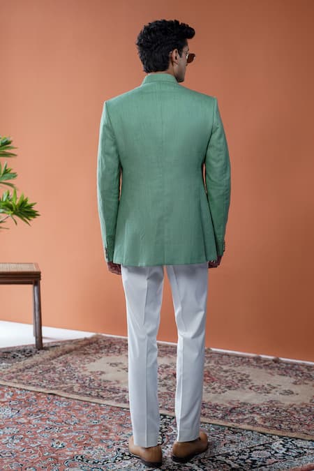 Philocaly Shyamal Linen Pintuck Bandhgala 