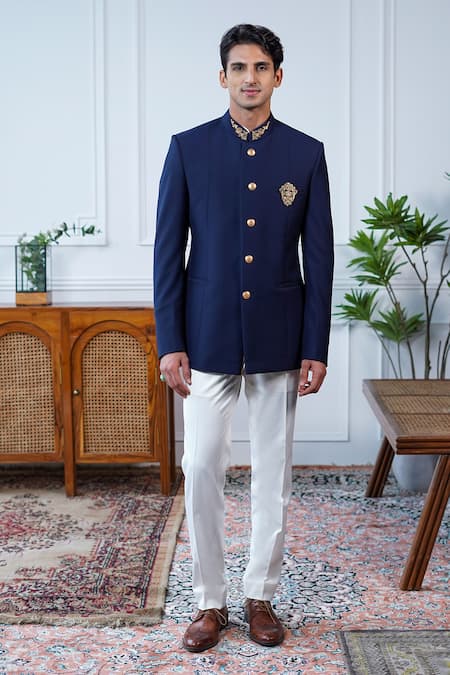 Philocaly Indranil Dabka Embroidered Bandhgala 